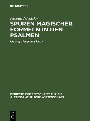 cover image of Spuren magischer Formeln in den Psalmen